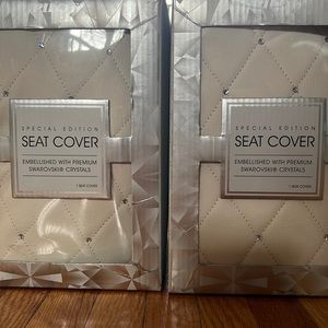 New embellished faux leather seat covers with Swarovski Crystals. Set of two.